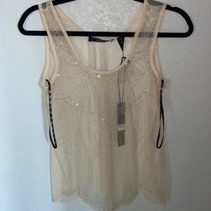 BKE boutique embellished tulle tank top
